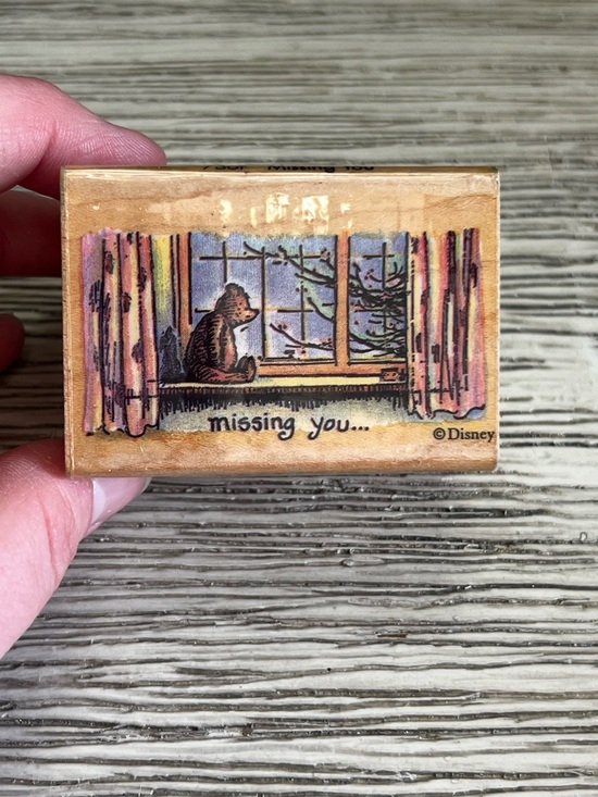 Disney Other - Disney Wooden Handheld Stamp with Red Rubber Base - Natural Wood